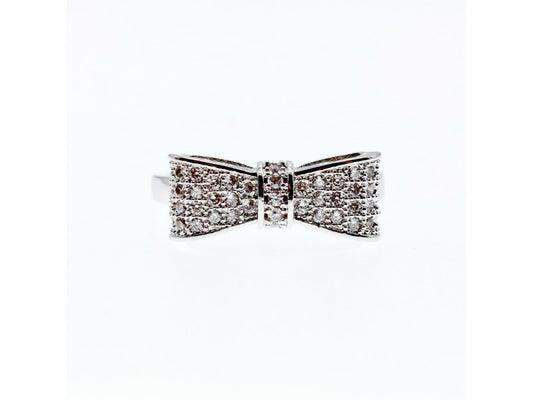 925 Sterling Silver CZ "Bow" Ring Size 8.5