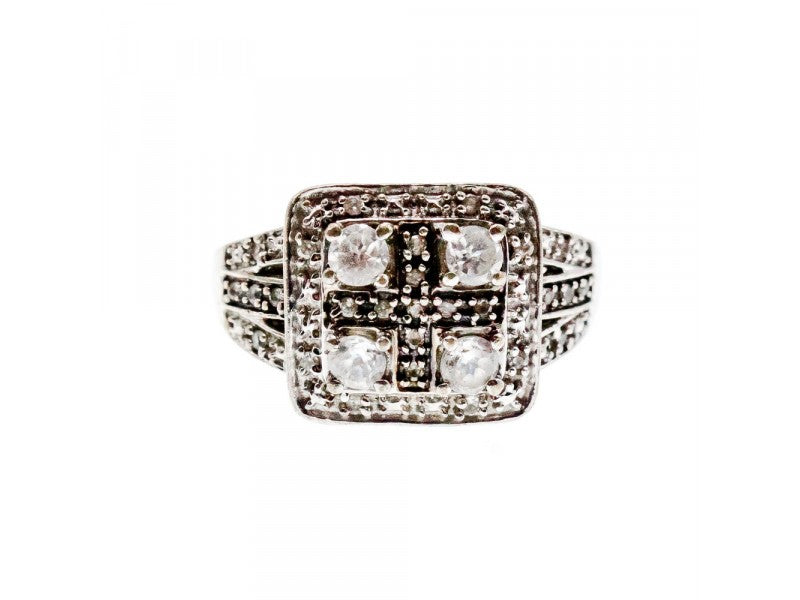 925 Sterling Silver White Spinel Ring Size 7