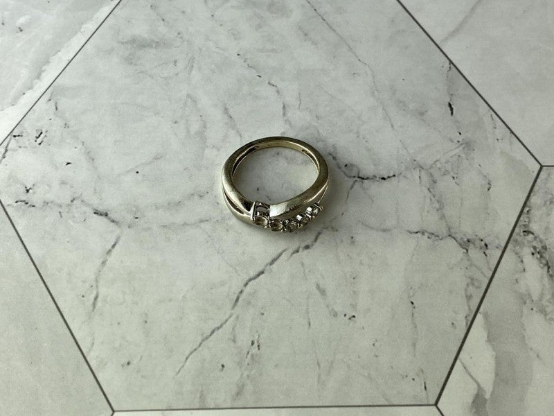 925 Sterling Silver White Topaz Ring Size 7