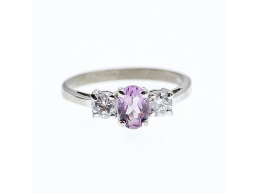 925 Sterling Silver Iolite & CZ Ring Size 9.5