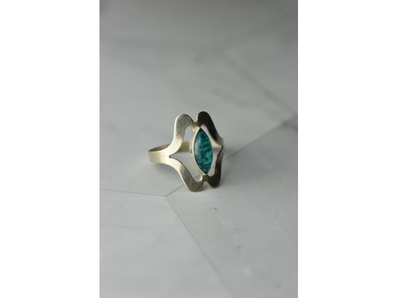 925 Sterling Silver Chinese Turquoise Ring Size 6.75 Mexico