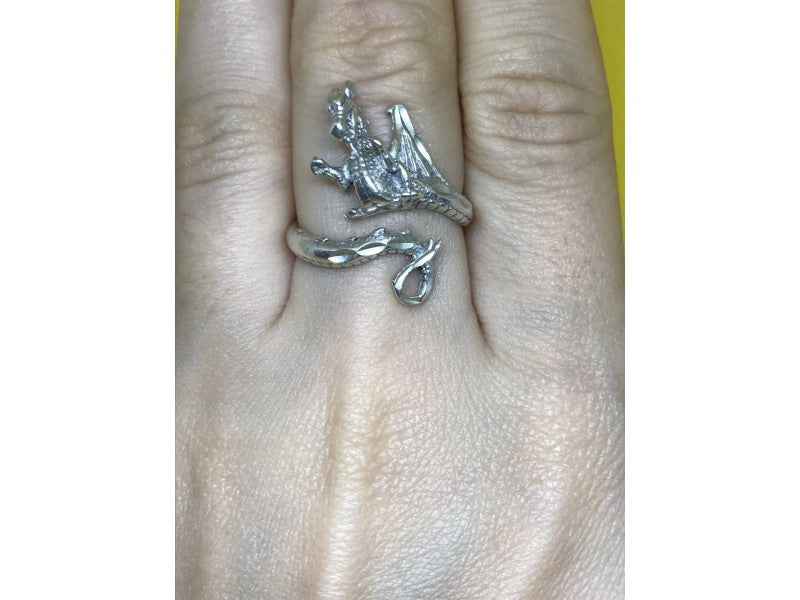 925 Sterling Silver "Dragon" Ring Size 8 (Adjustable)