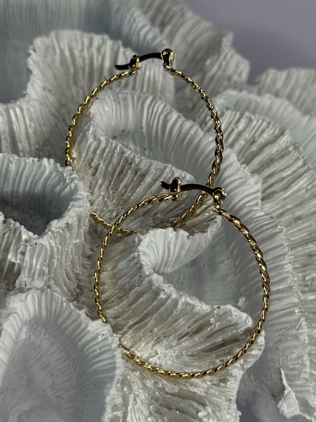 Elegant Hoop Gold Plated Earrings Length 1.50 Inch