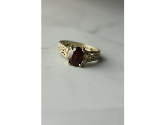 Vintage 925 Sterling Silver Spessartine Ring Size 9