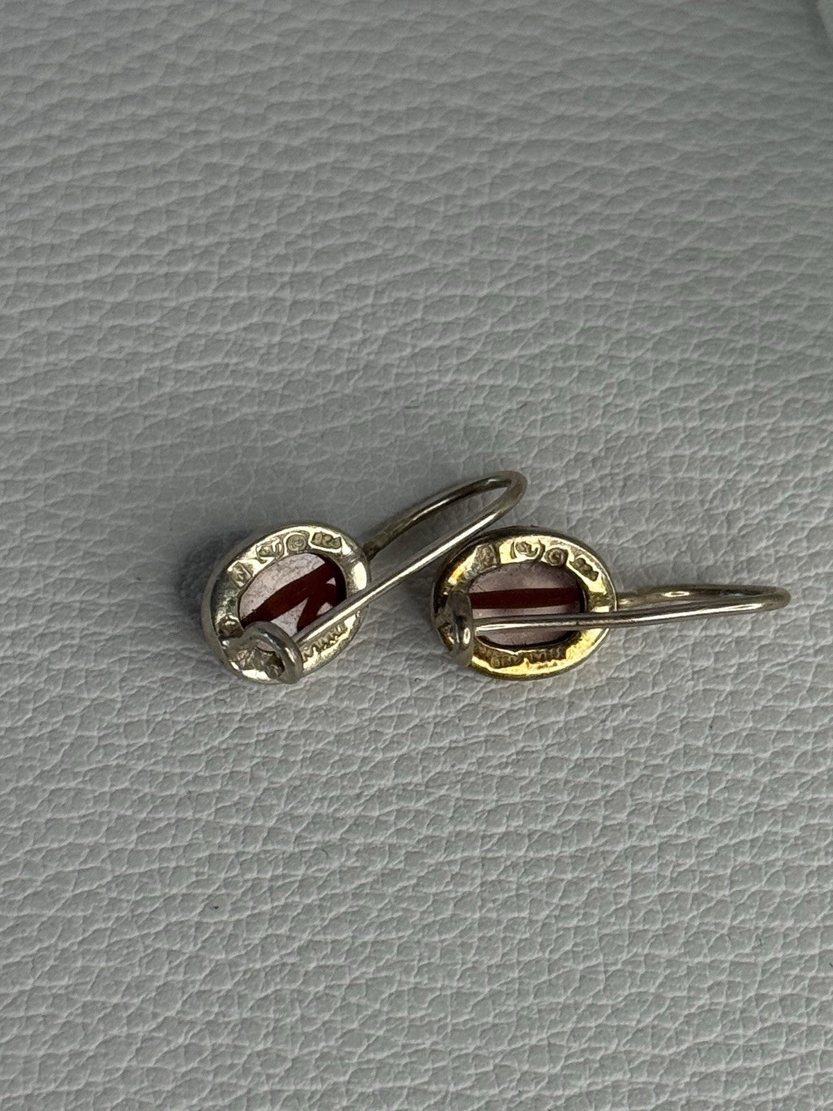 925 Sterling Silver Carnelian Earrings Length 0.70 Inch