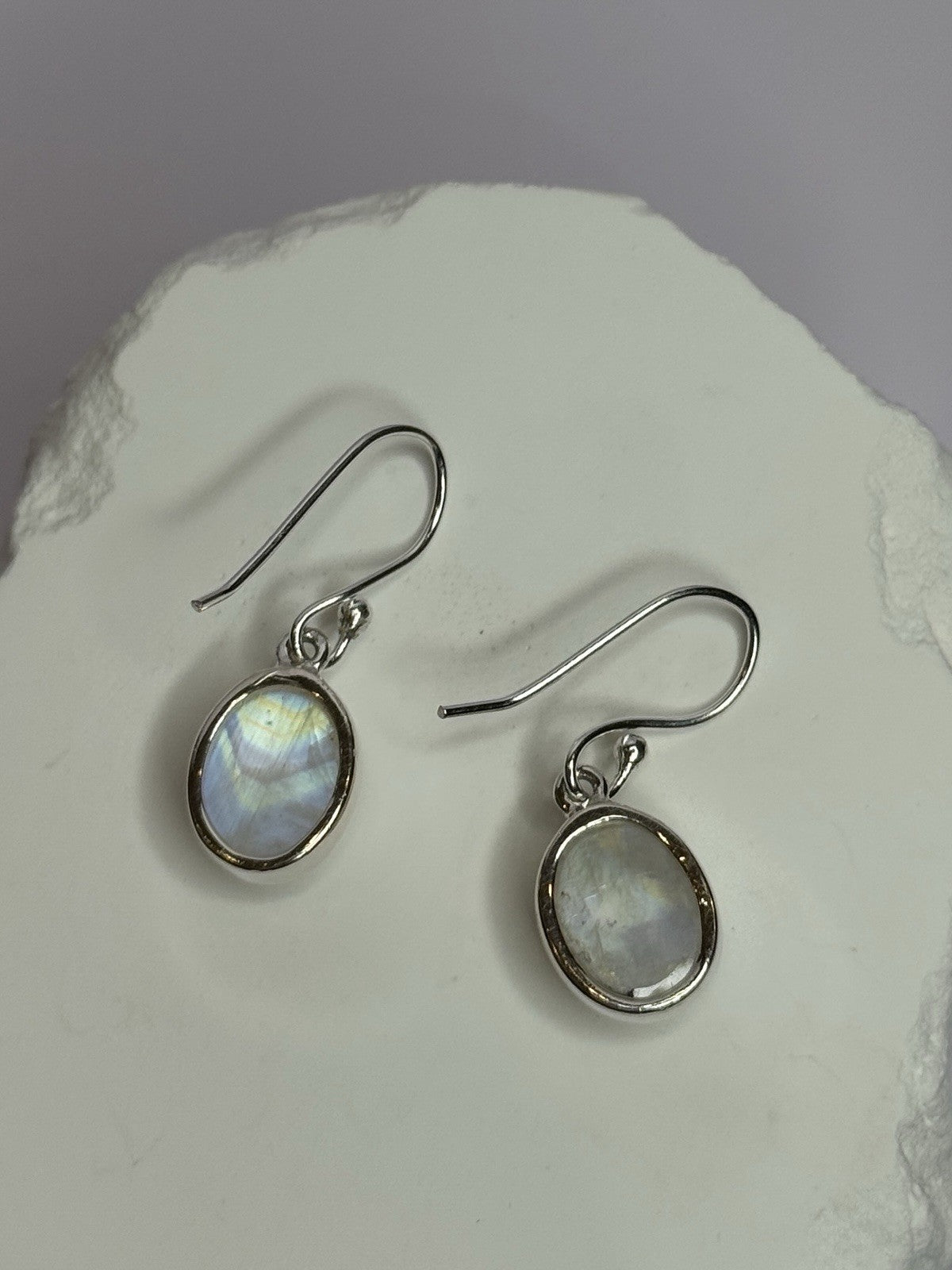 925 Sterling Silver Moonstone Earrings Length 1.1 Inch