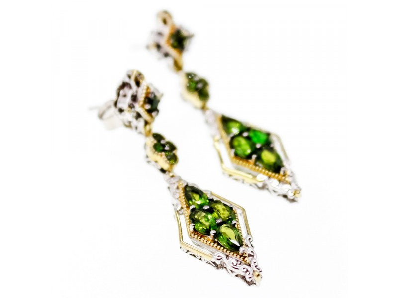 925 Sterling Silver Gold Plated Emerald Earrings