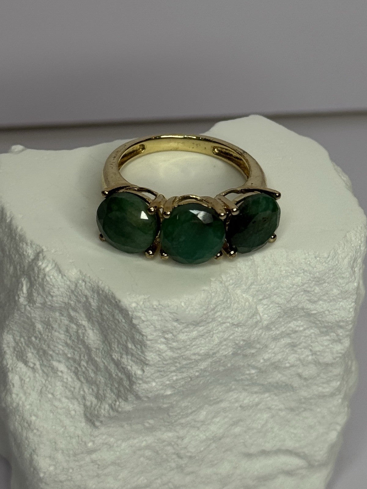 925 Sterling Silver Gold Plated Malachite Ring Size 7
