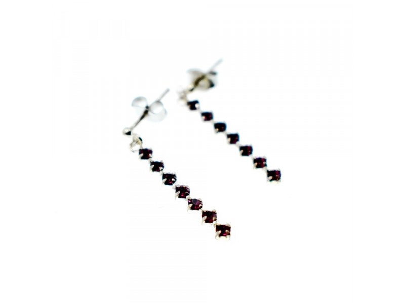 925 Sterling Silver Almandine Stud Earrings