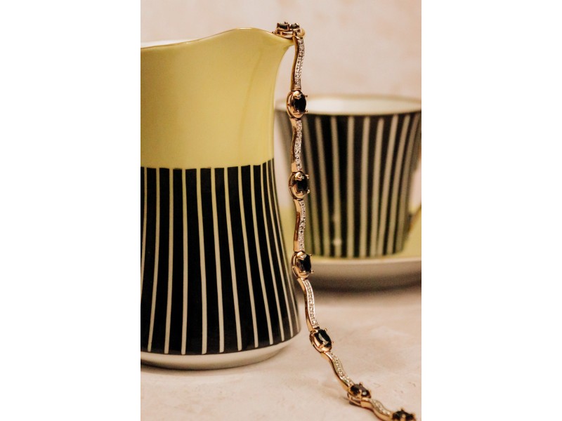 925 Sterling Silver Gold Plated Sapphires Bracelet