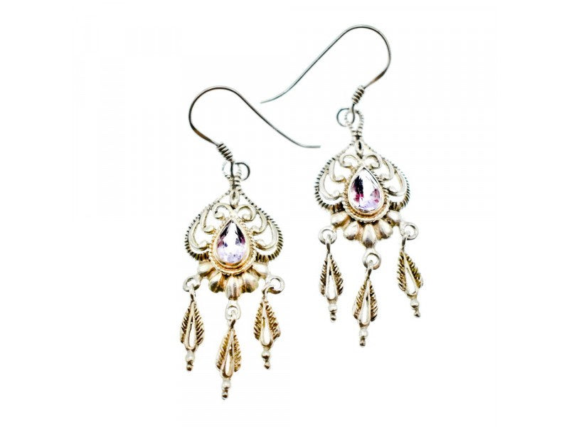 Vintage 925 Sterling Silver Amethyst Earrings