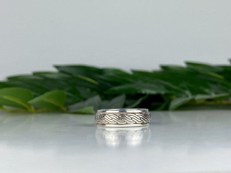 Men'S 925 Sterling Silver Band Ring Size 12.5