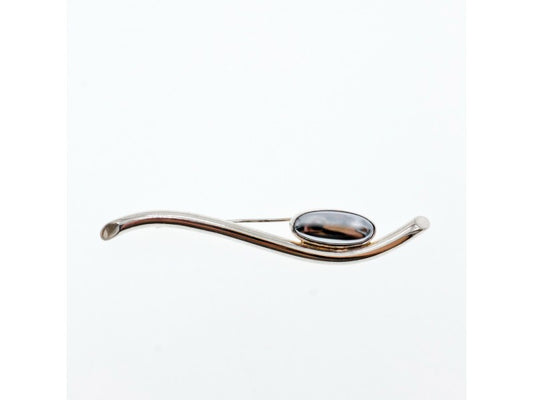 Vintage 925 Sterling Silver Hematite Brooch