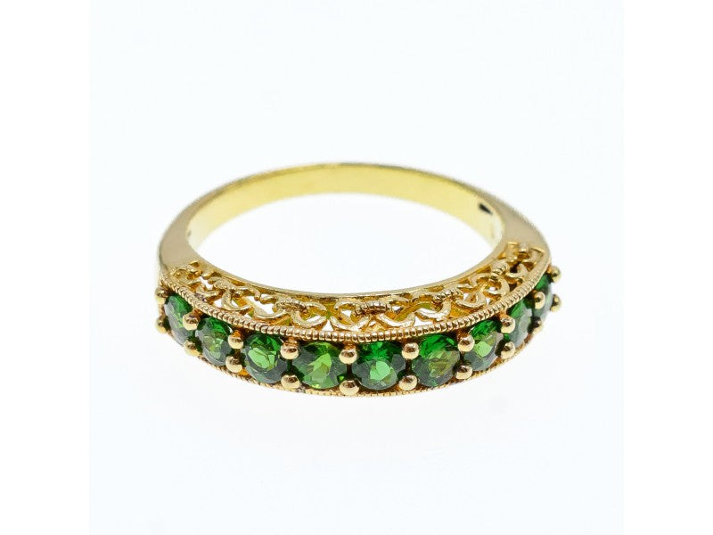 925 Sterling Silver Gold Plated Peridot Ring Size 10.25