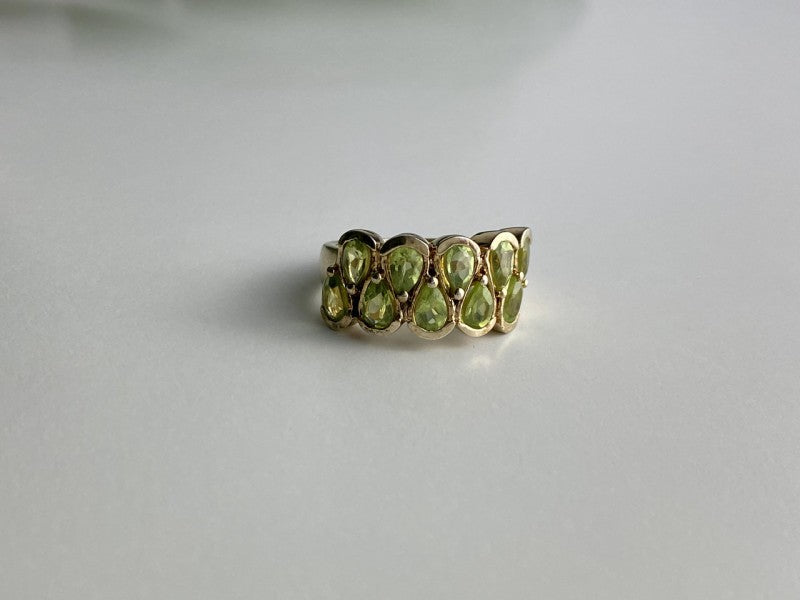 925 Sterling Silver Gold Plated Peridot Ring Size 6.5