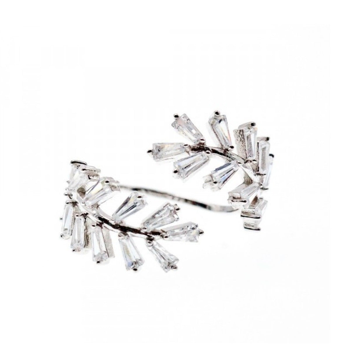 925 Sterling Silver CZ "Foliage" Ring Size 6.5 (Adjustable)