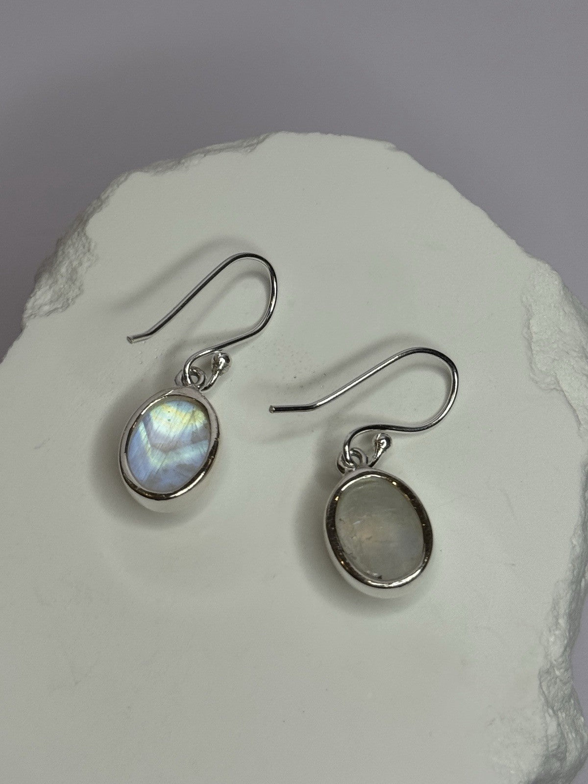 925 Sterling Silver Moonstone Earrings Length 1.1 Inch