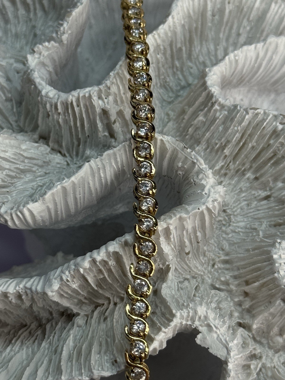 925 Sterling Silver Gold Plated CZ Bracelet Length 7 Inch