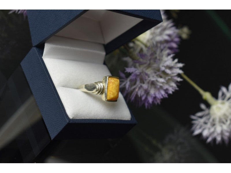 925 Sterling Silver Yellow Jasper Ring Size 7.5