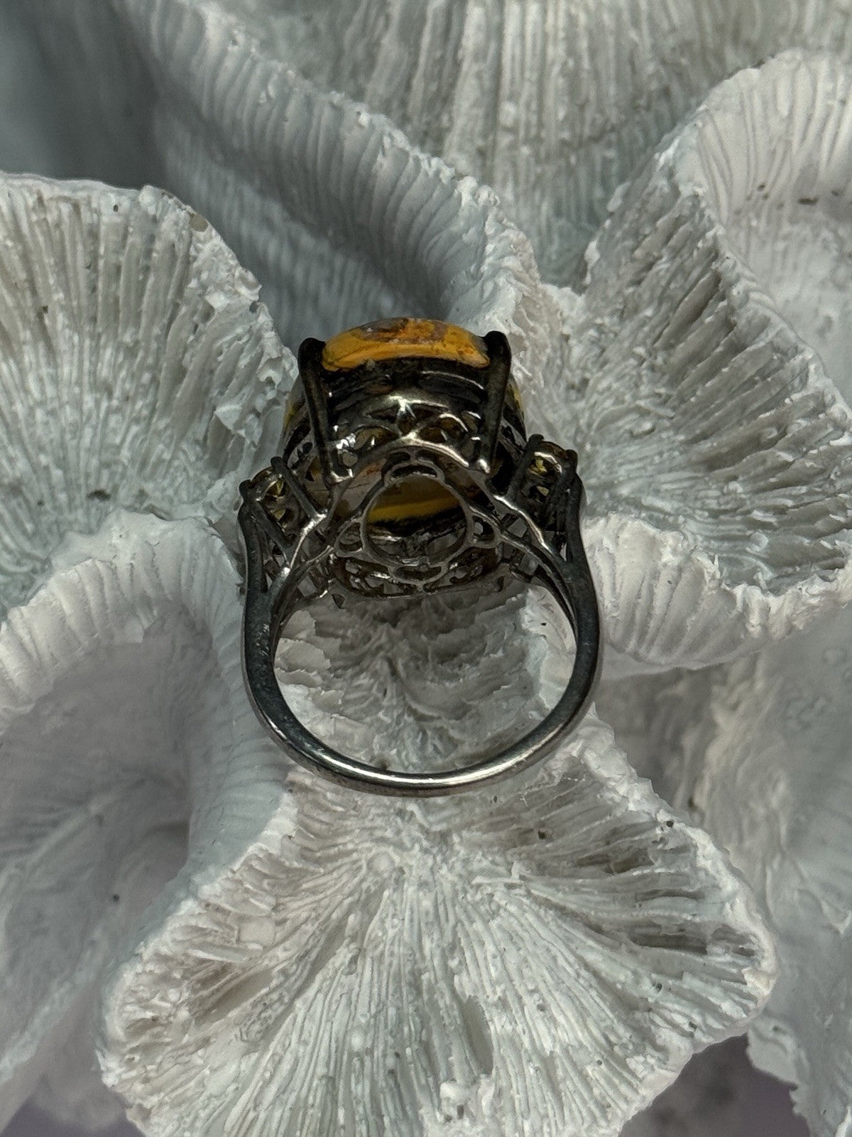 925 Sterling Silver Yashma & Citrine Ring Size 8