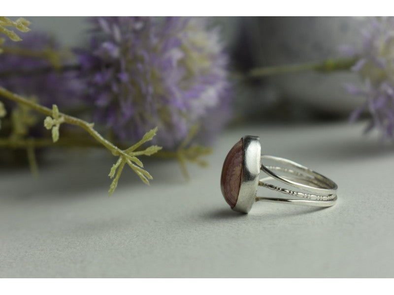 925 Sterling Silver Rhodochrosite Ring Size 7