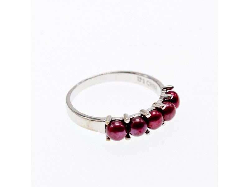 925 Sterling Silver Cherry Pearls Ring Size 7