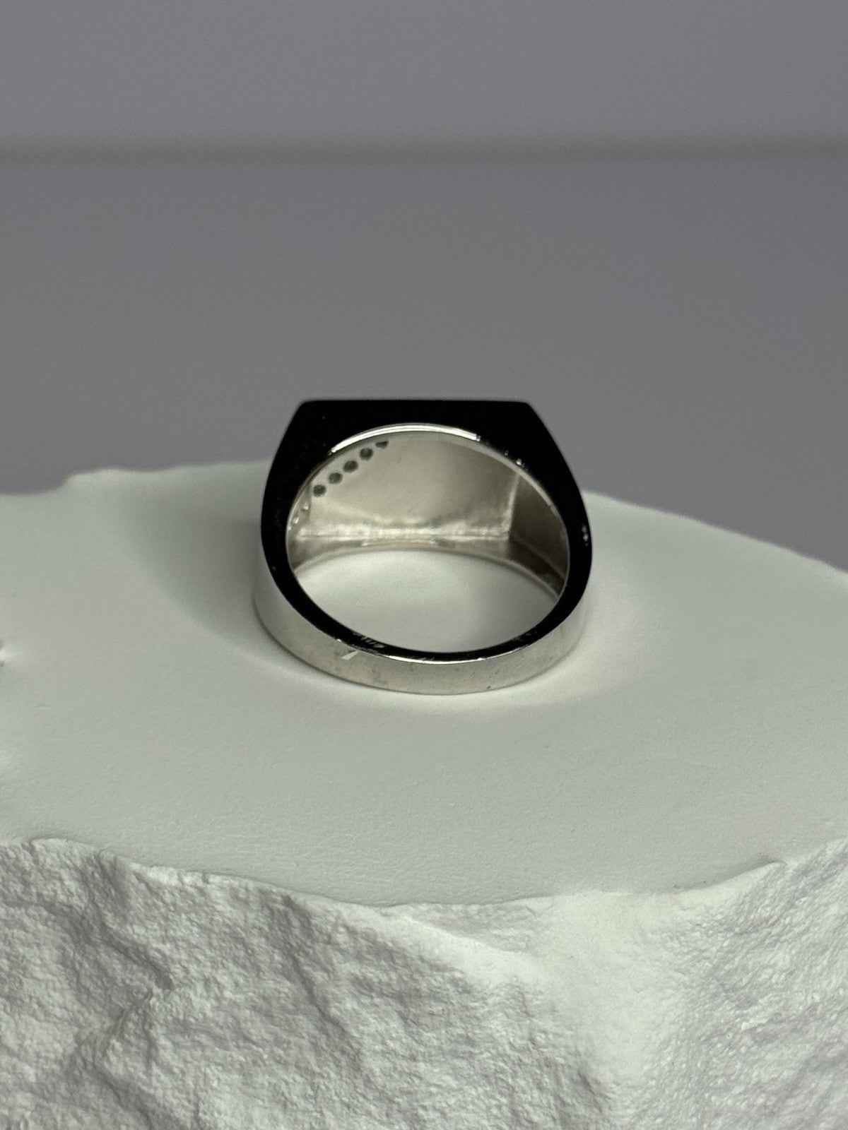 925 Sterling Silver Black Enamel & CZ Men'S Ring Size 11