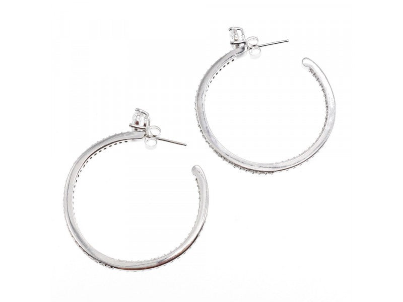 925 Sterling Silver CZ Hoop Earrings