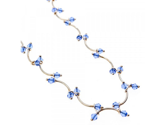 925 Sterling Silver Blue Jewelry glass in Italian style Necklace