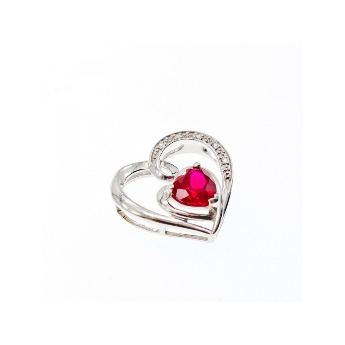 925 Sterling Silver Spinel & CZ "Heart" Pendant