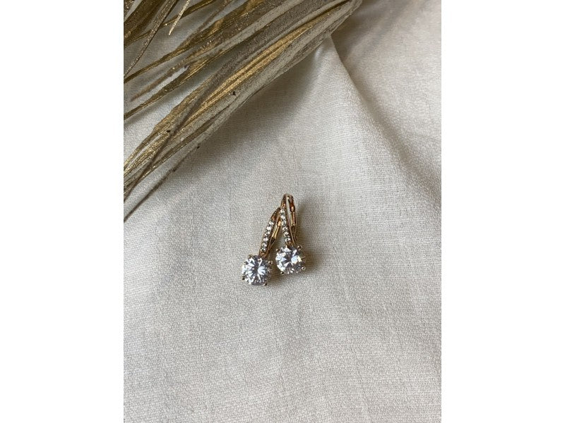 925 Sterling Silver Gold Plated CZ Earrings