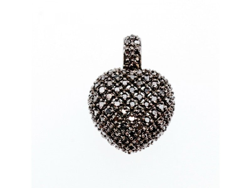 925 Sterling Silver White & Black Spinel Heart Pendant