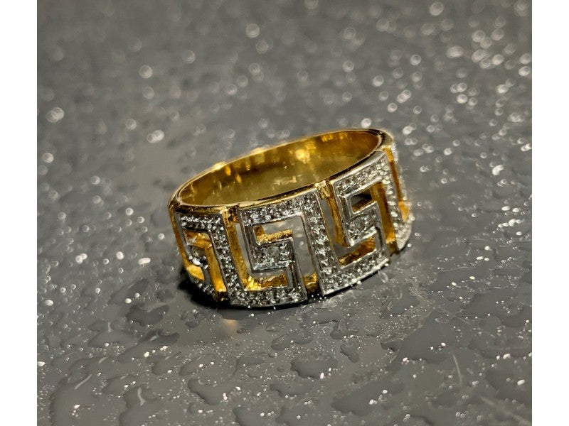 925 Sterling Silver Gold Plated Diamonds Ring Size 5.5