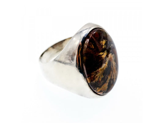 925 Sterling Silver Jasper Ring Size 12.5