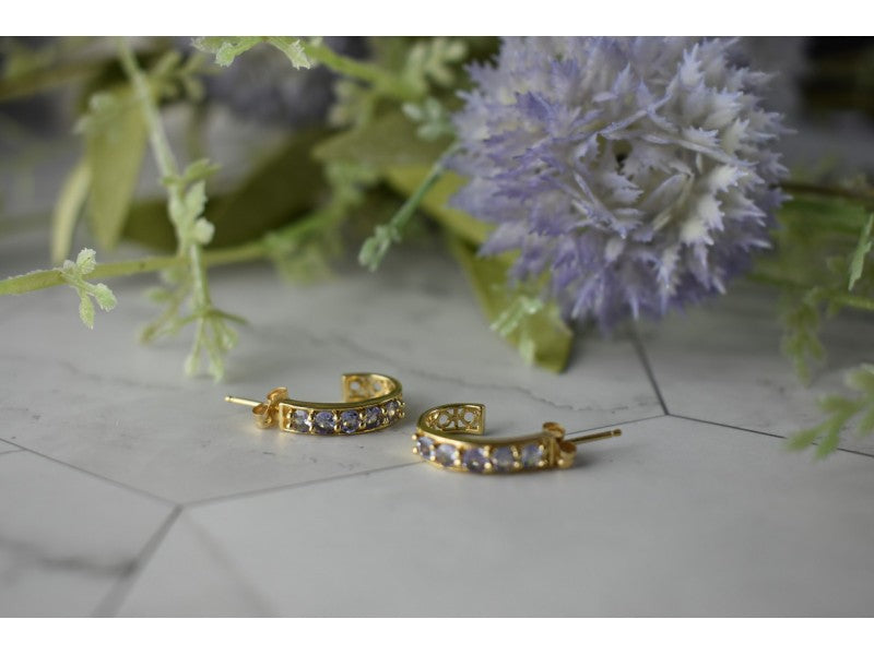 14K Yellow Gold Tanzanite Earrings