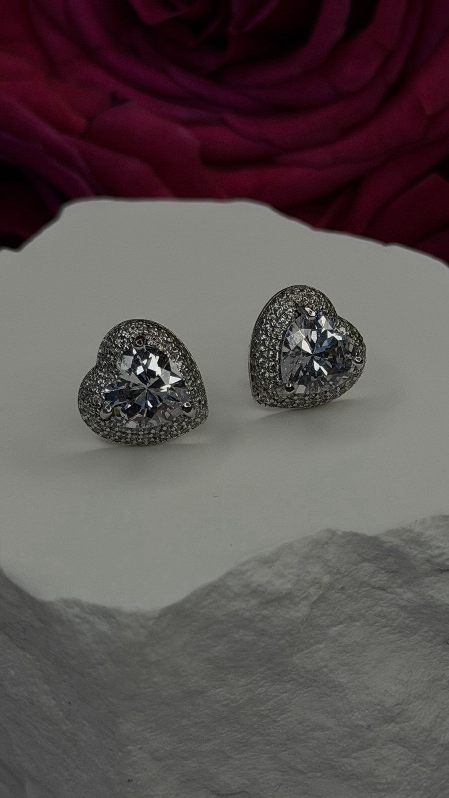 925 Sterling Silver Moissanite Heart Stud Earrings