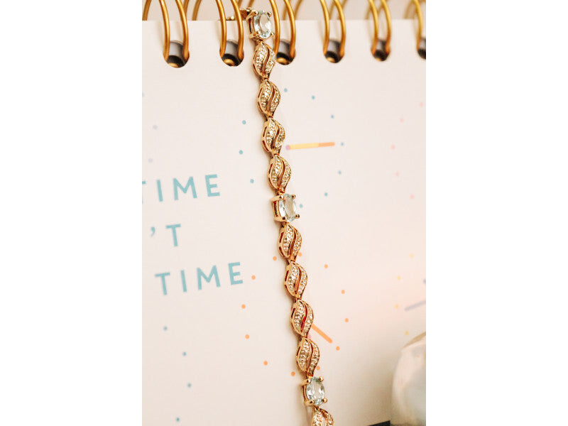 925 Sterling Silver Gold Plated Topaz Bracelet