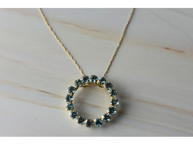 10K Yellow Gold Topaz Chain With Pendant