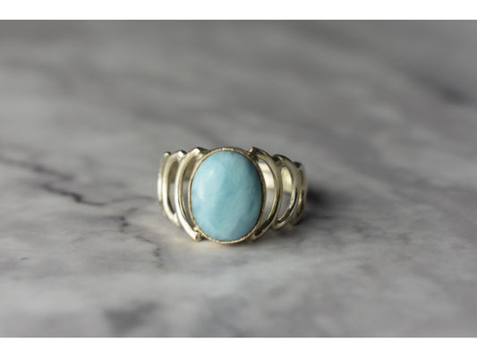 925 Sterling Silver Larimar Ring Size 7
