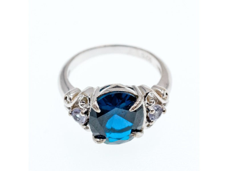 925 Sterling Silver Sapphire & Iolite Ring Size 8.5
