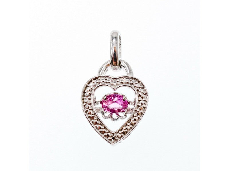 925 Sterling Silver Pink CZ "Heart" Pendant