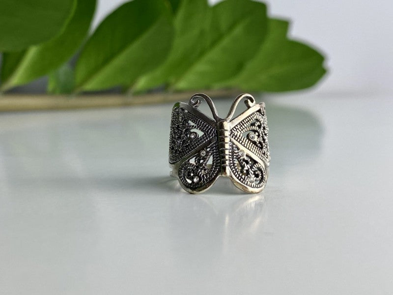 925 Sterling Silver CZ "Butterfly" Ring Size 7