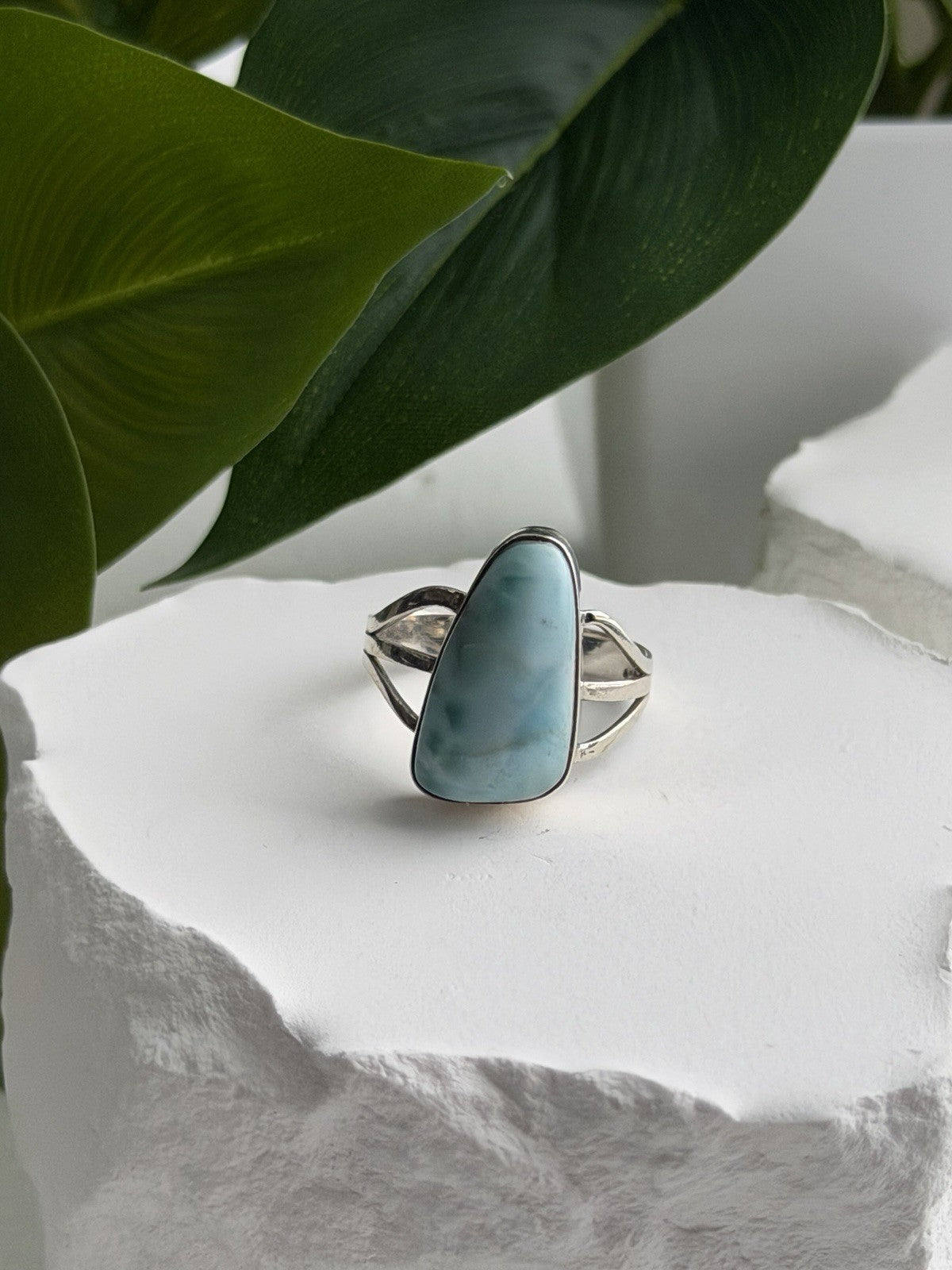 925 Sterling Silver Larimar Ring Size 8.5