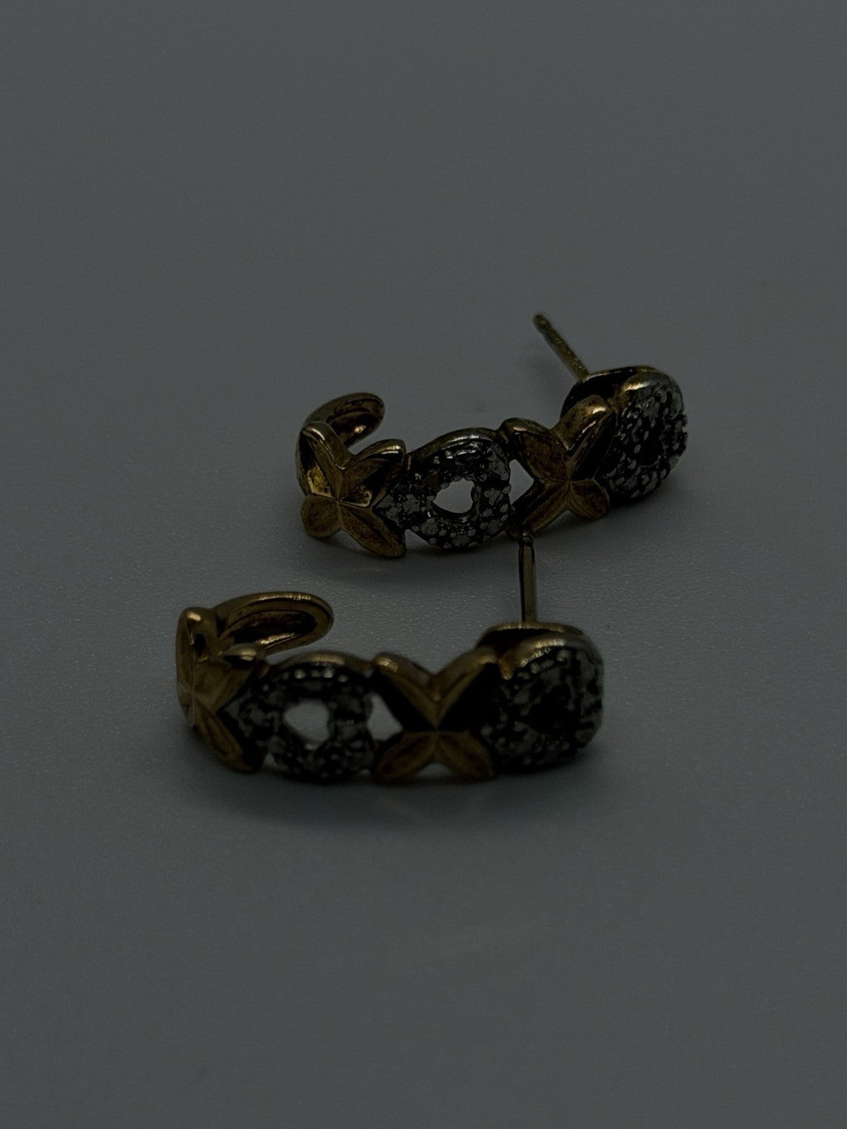 Two-Tone Heart Hoop Yellow Gold Plated 925 Sterling Silver Earrings