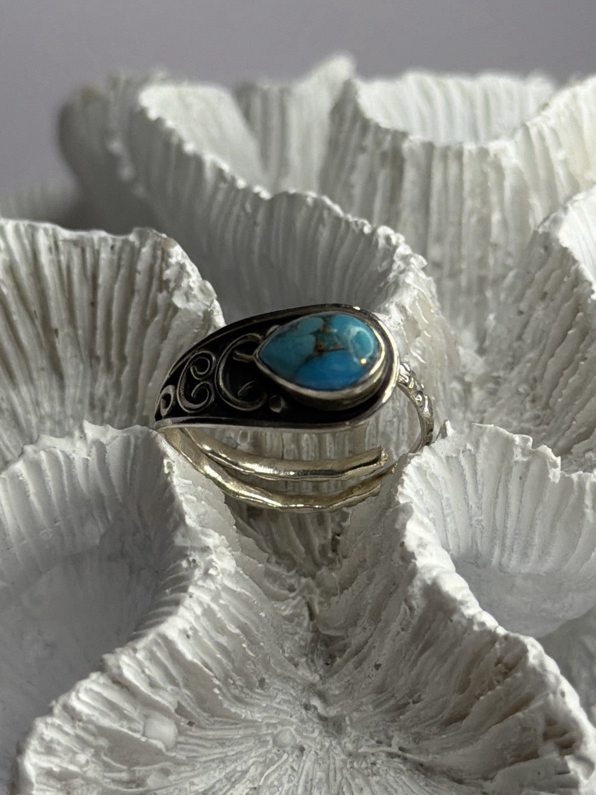 Unique Design 925 Sterling Silver Turquoise Ring Adjustable