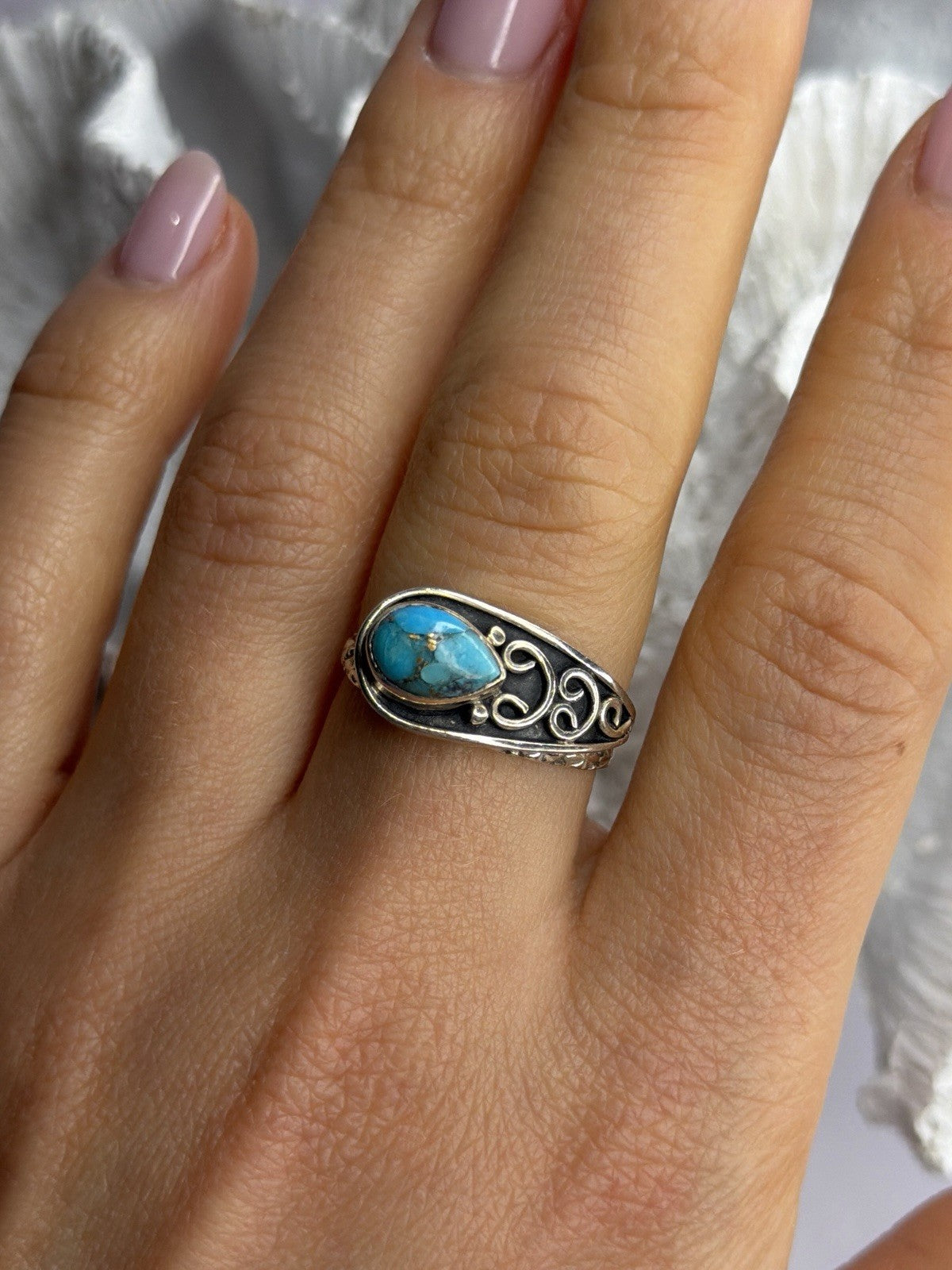 Unique Design 925 Sterling Silver Turquoise Ring Adjustable