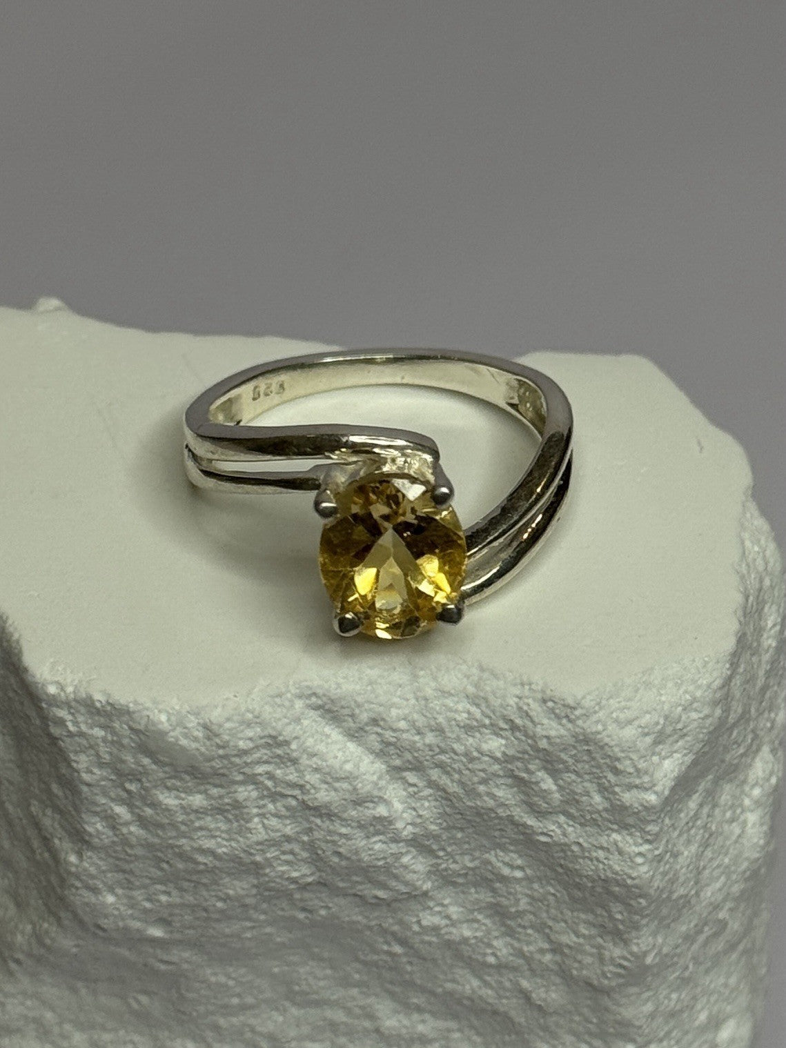 925 Sterling Silver Citrine Ring Size 8
