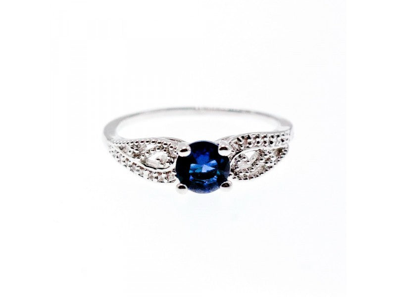 925 Sterling Silver Blue & White CZ Ring Size 7