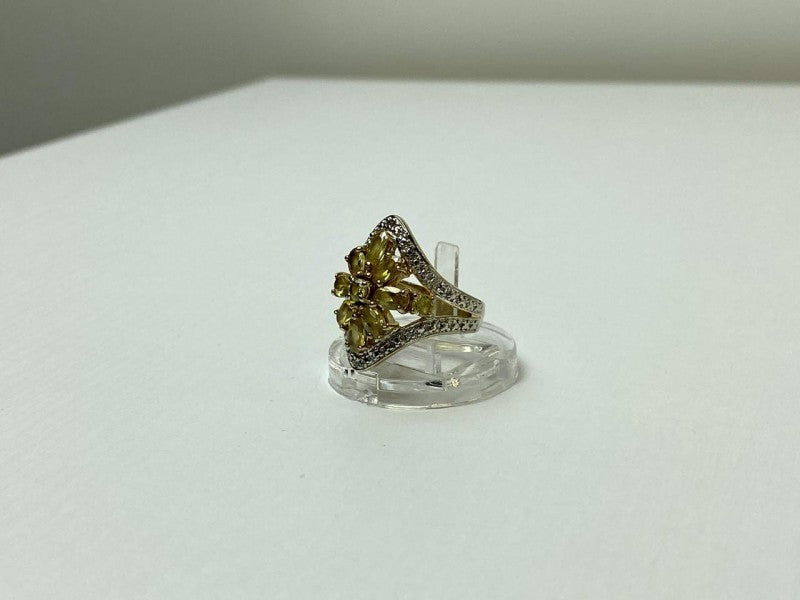 925 Sterling Silver Gold Plated Citrine Ring Size 5.5