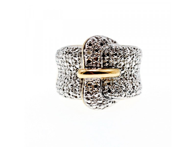 925 Sterling Silver With Gilding "Belt" Ring Size 6.5